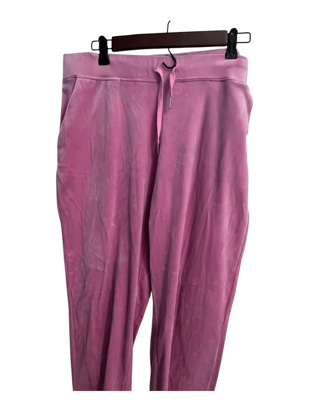 Juicy Couture Women’s Dusty Rose Rhinestone Logo Velour Joggers Size Large